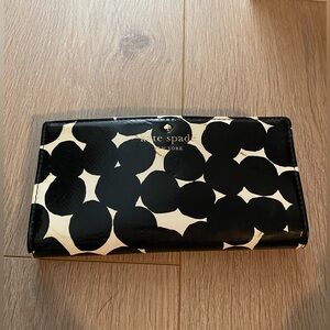 Kate Spade black and white polka dot large wallet